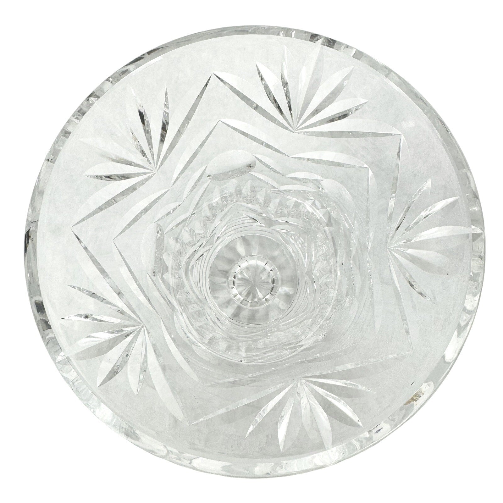 Vintage WATERFORD 10” Cut Crystal Fan Footed Flower Vase SIGNED Gothic Mark