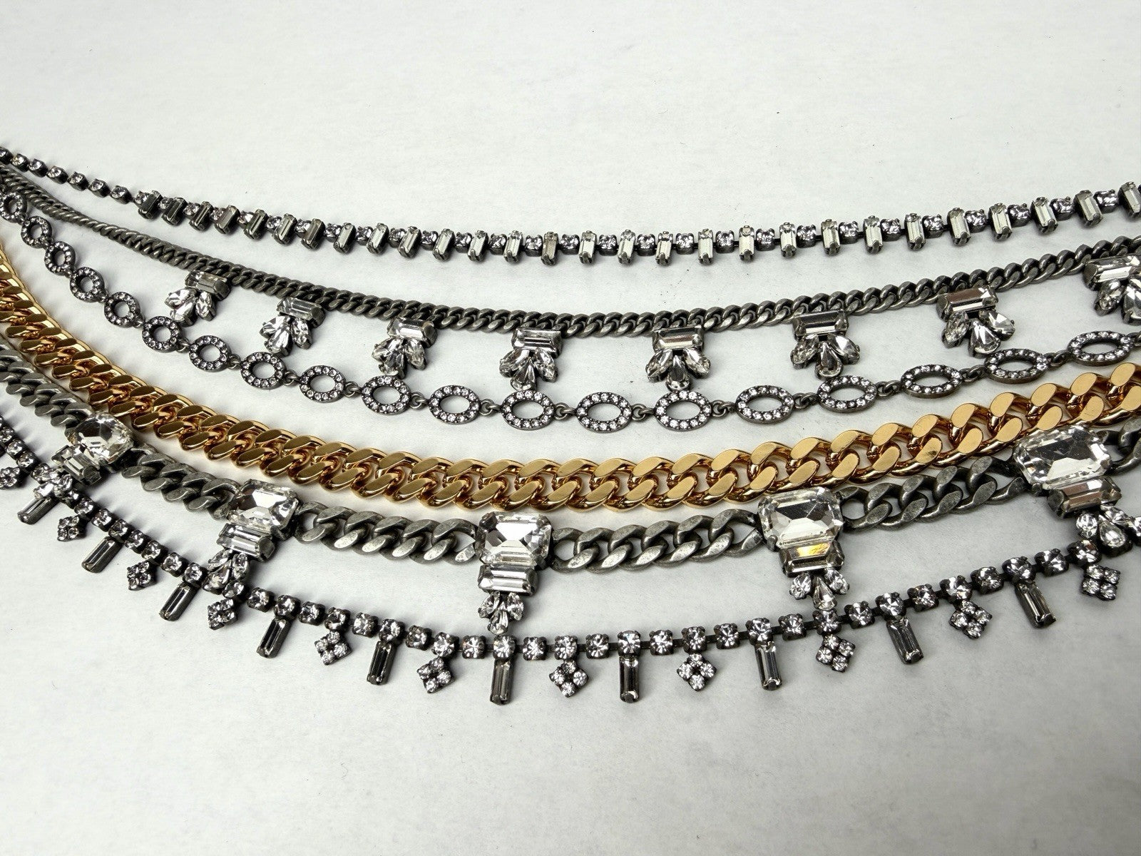Vintage Y2K JUICY COUTURE Necklace Layered 6-Strand Chain & Crystal Gold Silver