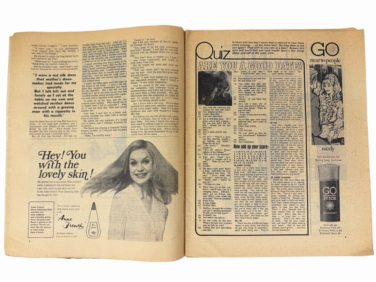 2 Vintage UK 1969 VALENTINE Magazine Issues TEEN GIRL Romance Comics