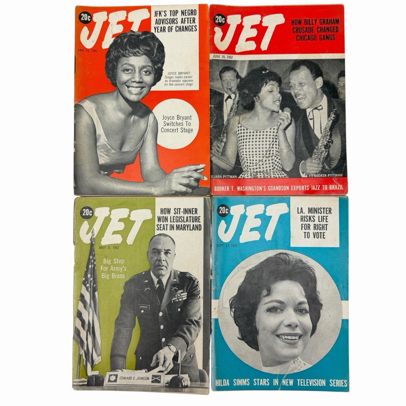 1962 JET Magazine LOT OF 4 Edward Johnson Joyce Bryant Hilda Simms Civil Rights