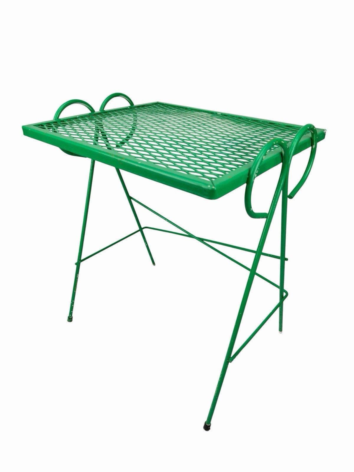 Vintage 1950s MCM Wrought Iron Mesh Salterini Style Nesting Side Tables Set Of 3