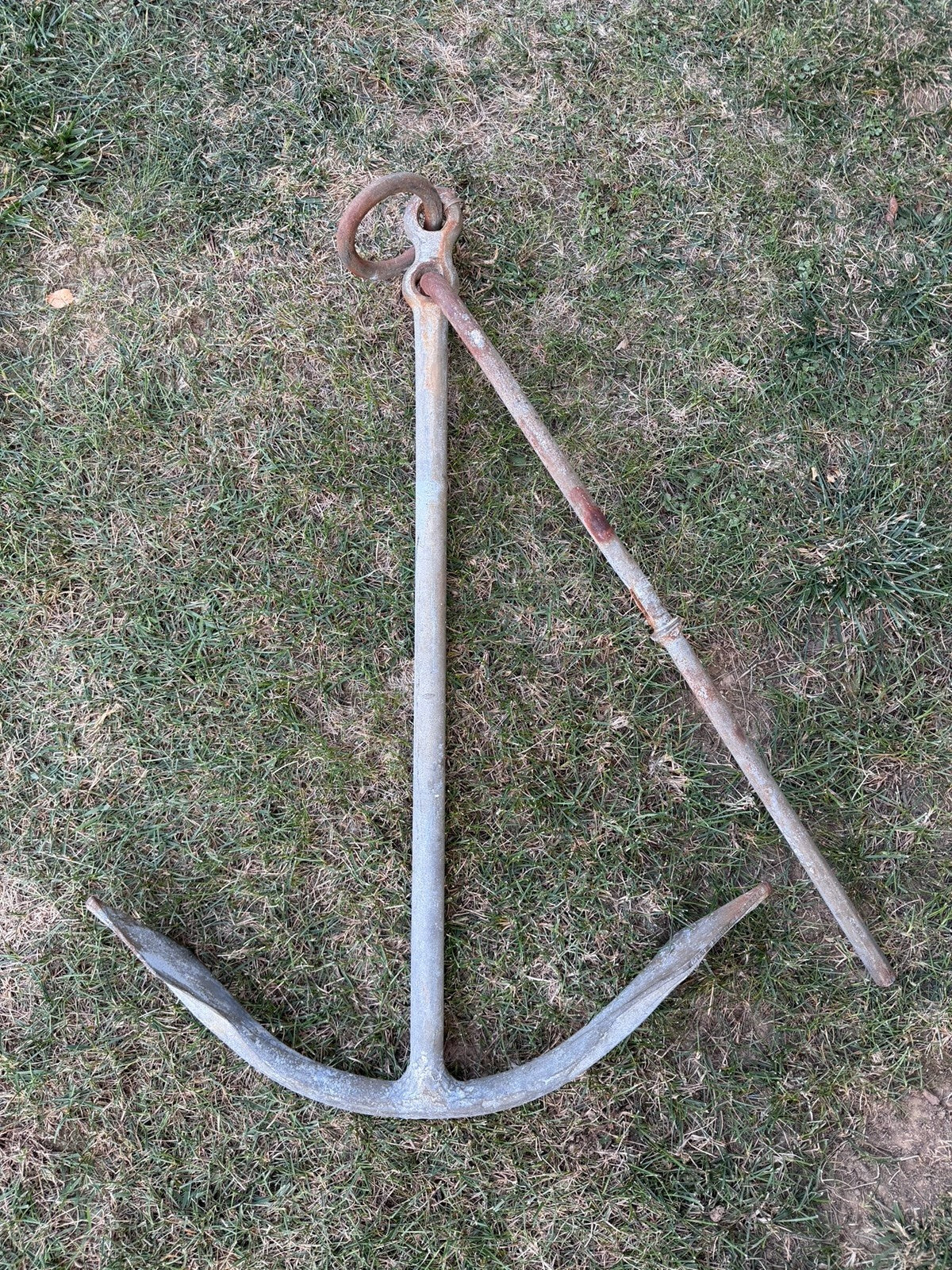 Antique 20lb Admiralty Yacht Anchor w/ Folding Stock & Key Fisherman Nautical