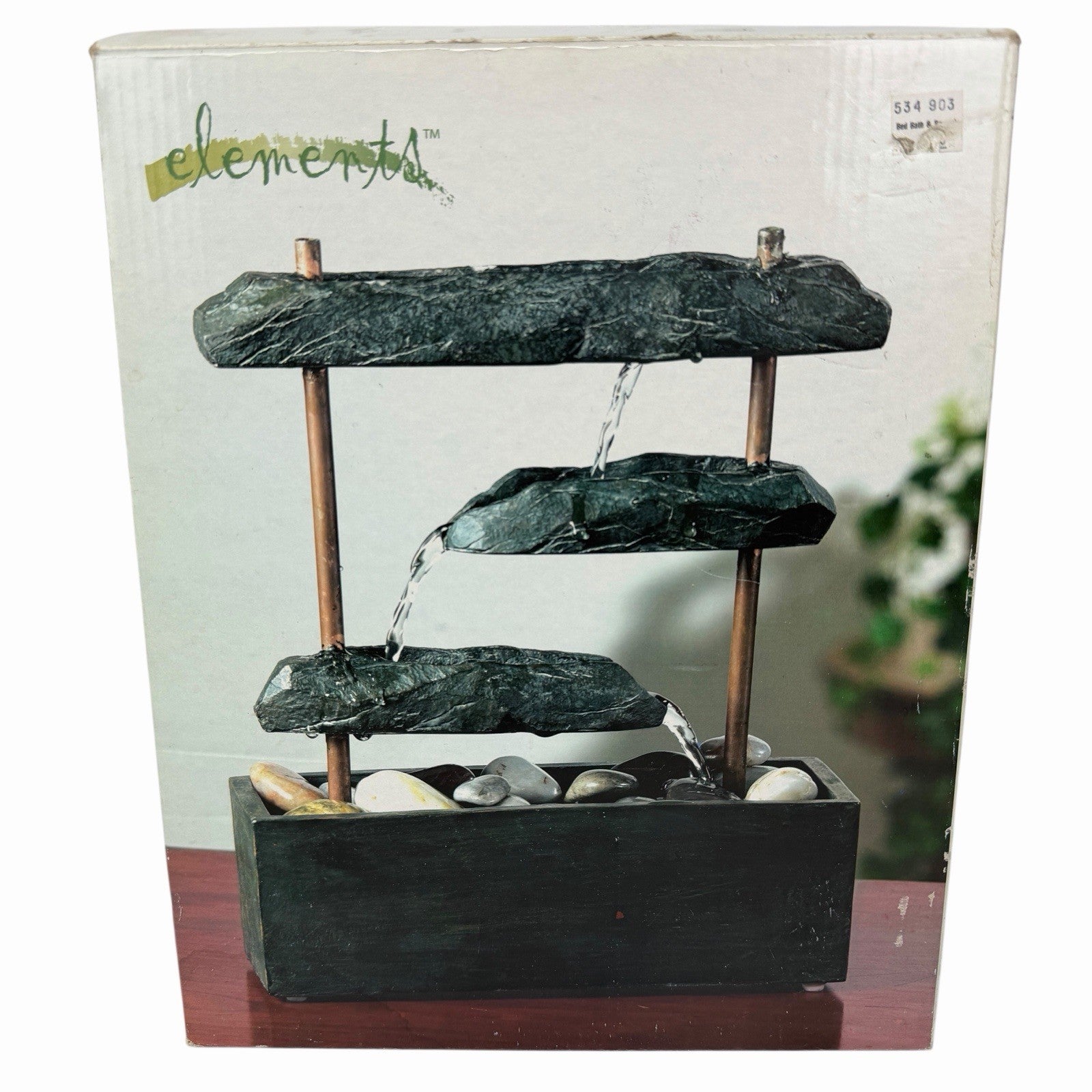 Contemporary Zen Tabletop Water Fountain Slate Rock Copper Waterfall Halcyon