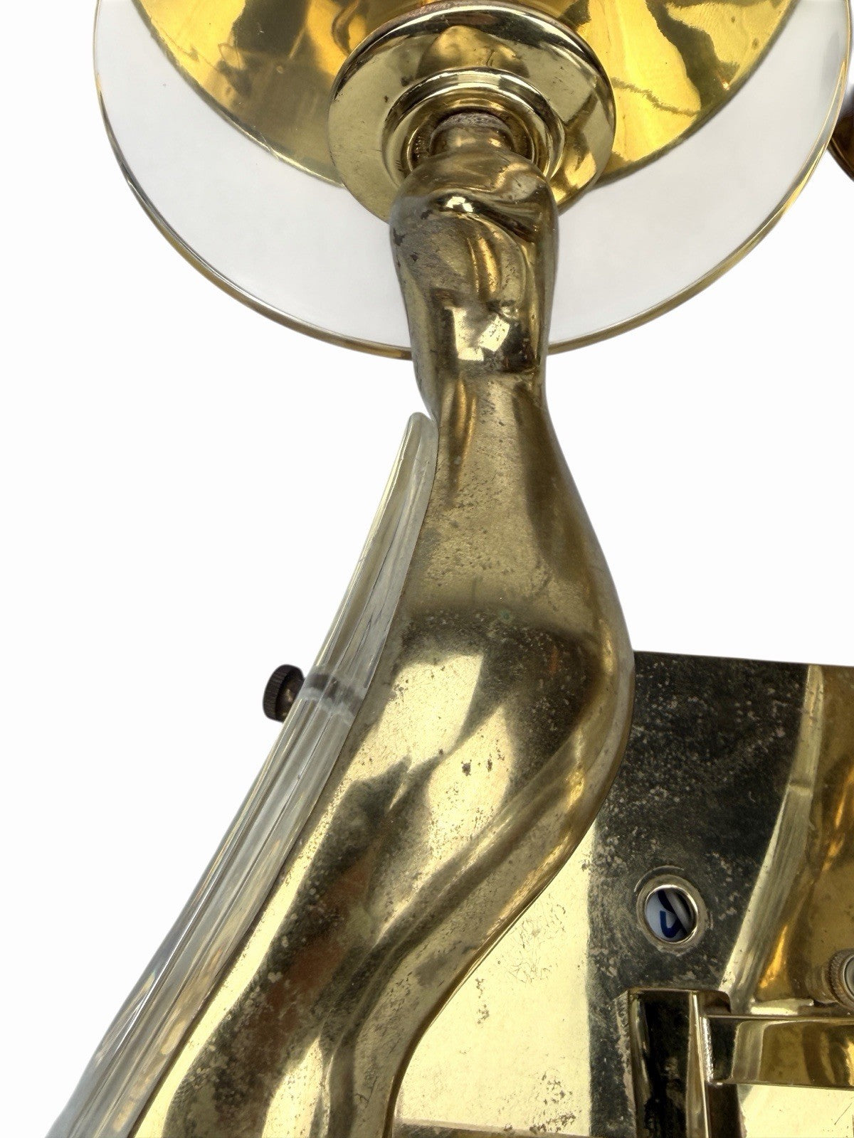 Vintage NULCO Birds Of Paradise SCONCE Double CRYSTAL & BRASS w/ Shades