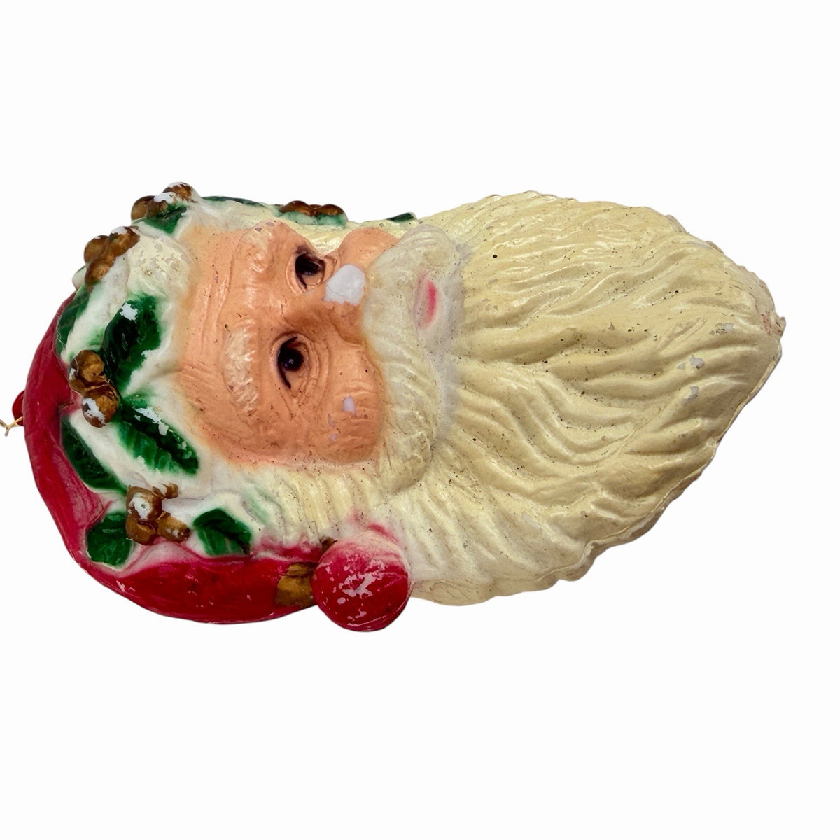 VINTAGE 3D SANTA FACE / HEAD 4" PLASTIC CHRISTMAS HOLIDAY ORNAMENT BLOWMOLD