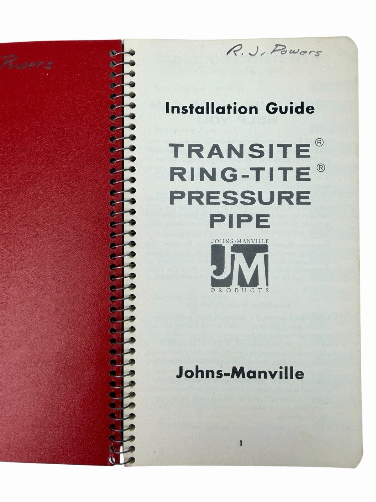 Vintage 1960 Johns-Manville TRANSITE RING-TITE PRESSURE PIPE Installation Guide