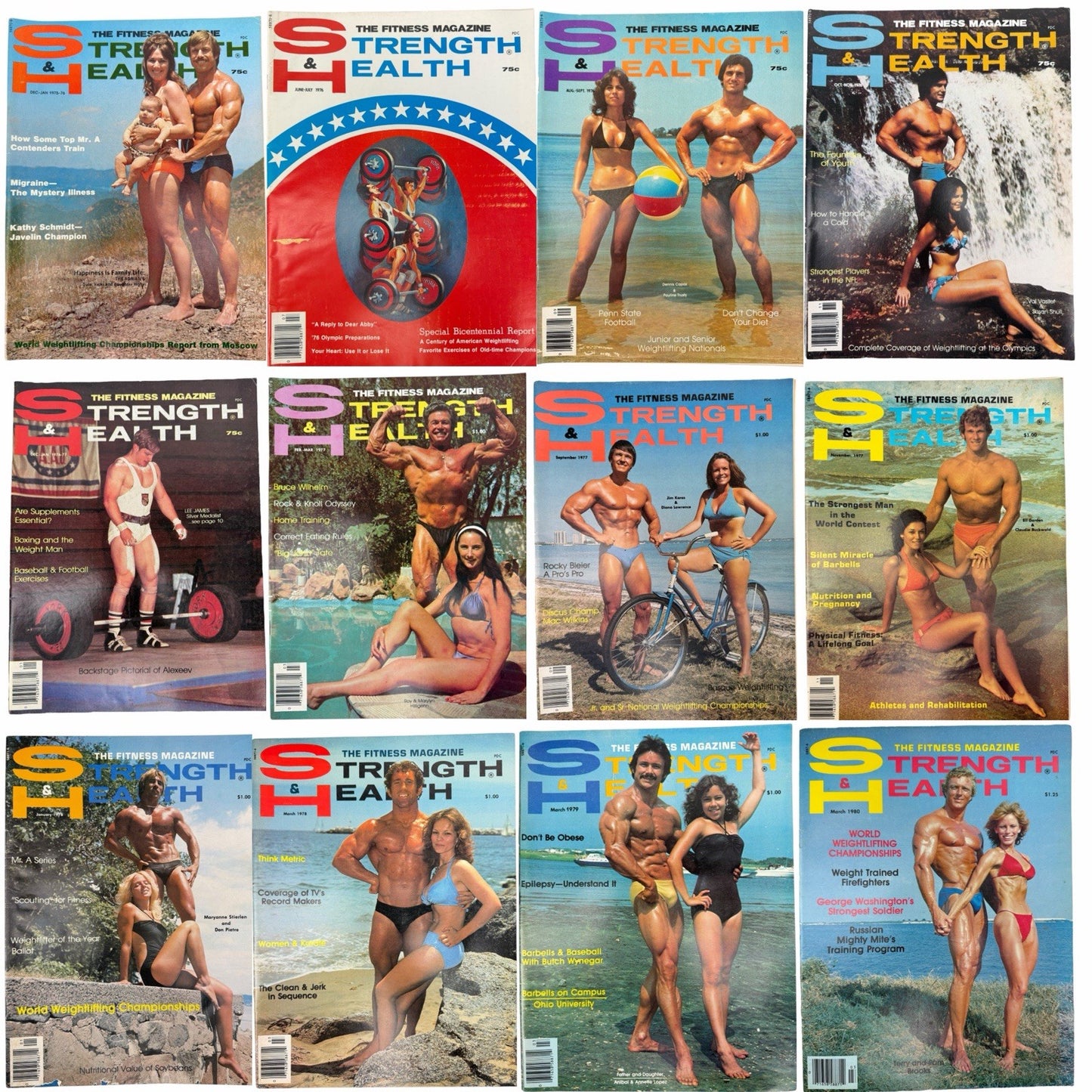 1970’s Strength & Health Magazine LOT 12 Issues BODYBUILDING MALE PHYSIQUE