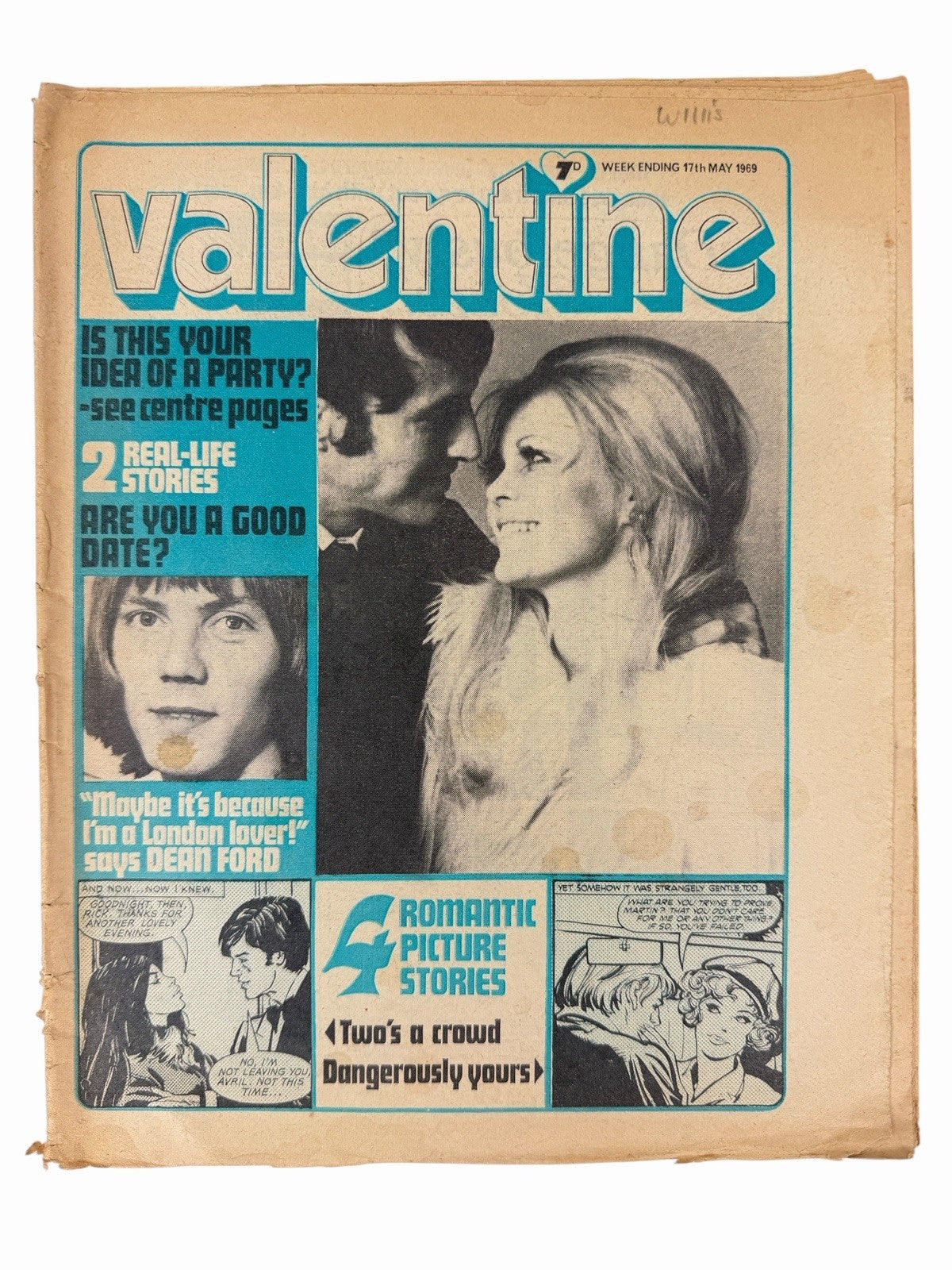 2 Vintage UK 1969 VALENTINE Magazine Issues TEEN GIRL Romance Comics