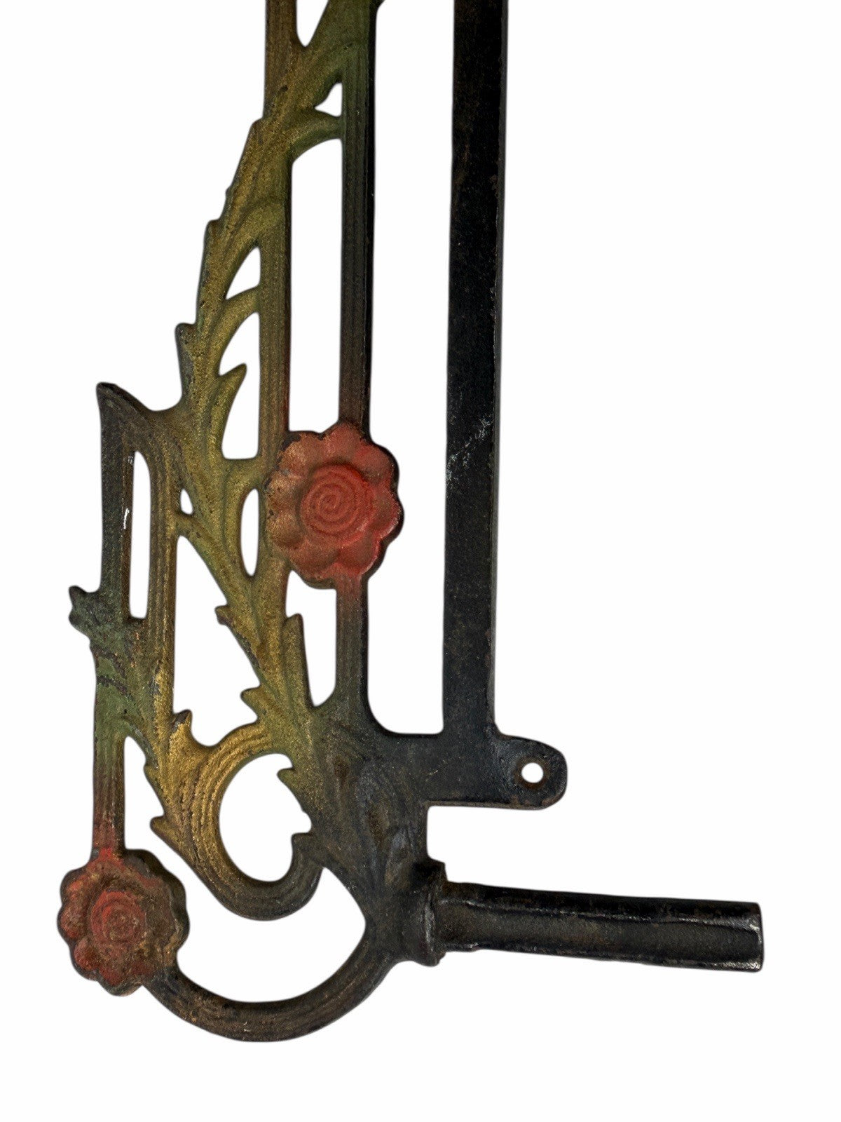 2 Antique Art Deco Cast Iron Swing Arm Curtain Rods ROSE FLORAL