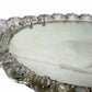 Vintage Oval Mirrored Perfume TRAY Vanity w/ Cut Crystal Glass Rim & Handles 17”
