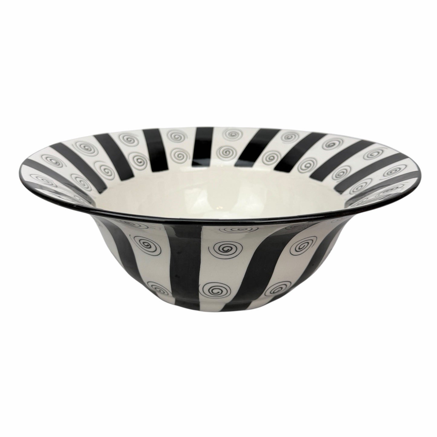 MIKASA Laurie Gates ANSONIA 15.5” Centerpiece Fruit Bowl BLACK & WHITE SWIRL