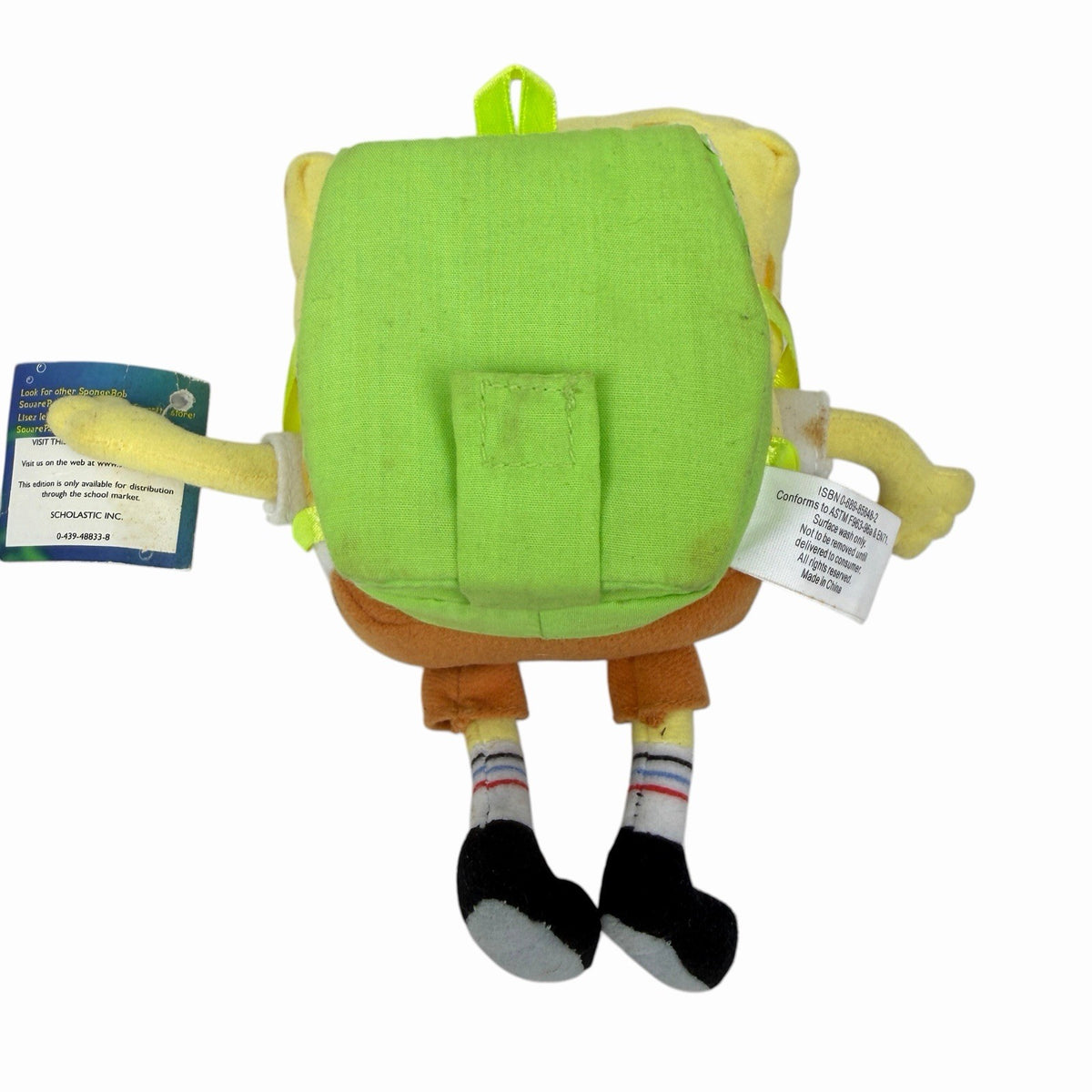 SpongeBob SquarePants BACKPACK BOOK Plush Doll w/Tags 6" Tall Vintage 2003