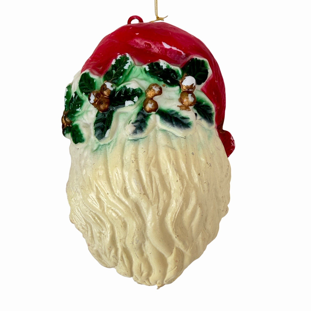 VINTAGE 3D SANTA FACE / HEAD 4" PLASTIC CHRISTMAS HOLIDAY ORNAMENT BLOWMOLD