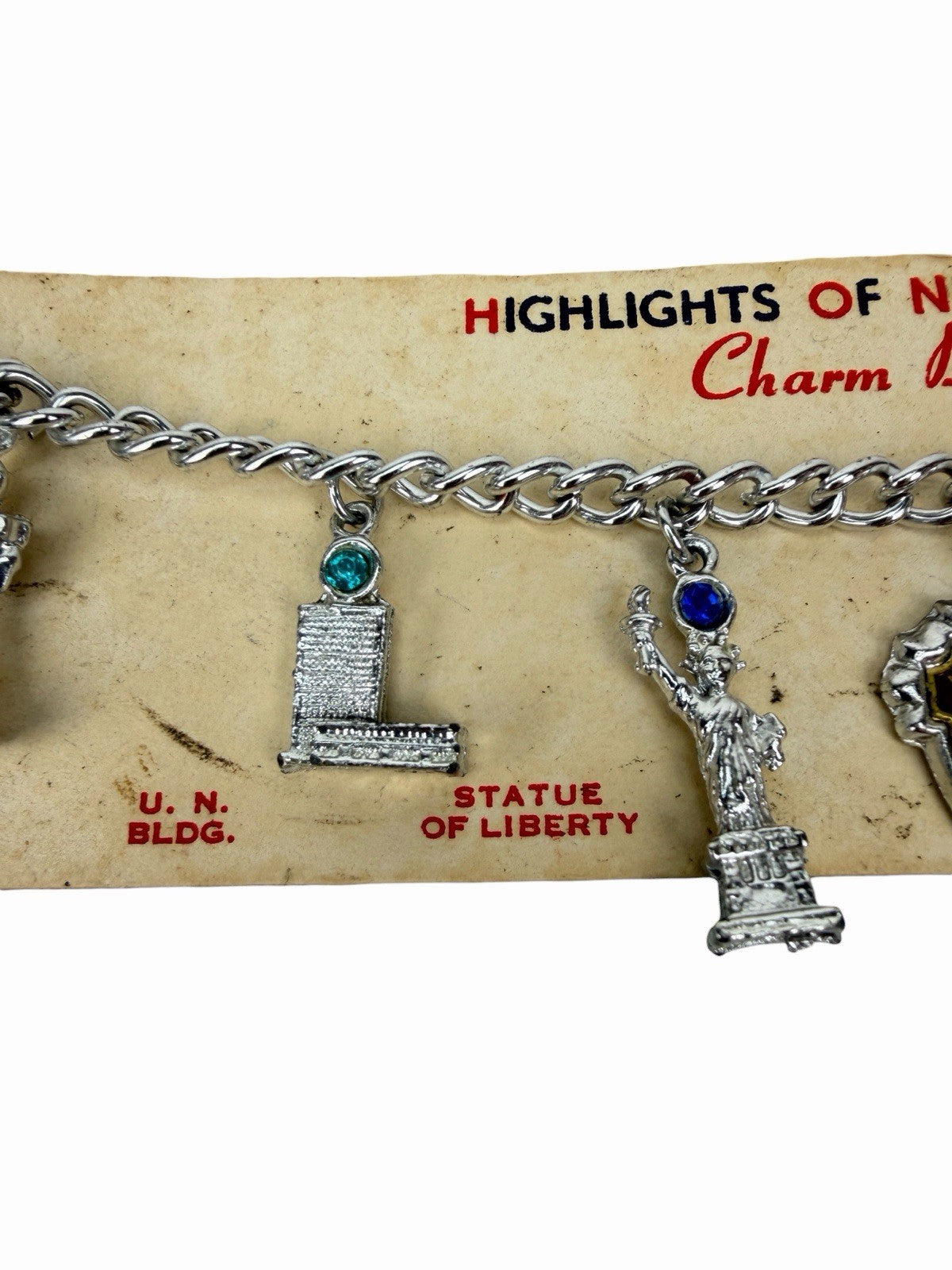 Vintage 1950’s NEW YORK CITY NYC Souvenir Charm Bracelet w/ Original Card ENCO