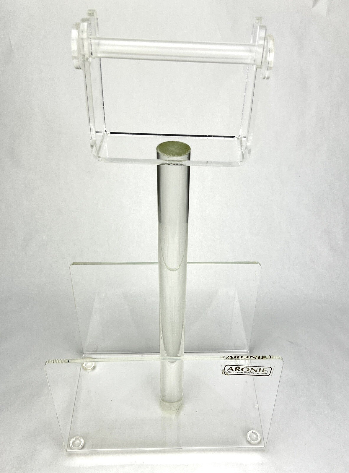 ARONIE Vintage MCM 1970’s Lucite Acrylic MAGAZINE RACK TOILET PAPER HOLDER STAND