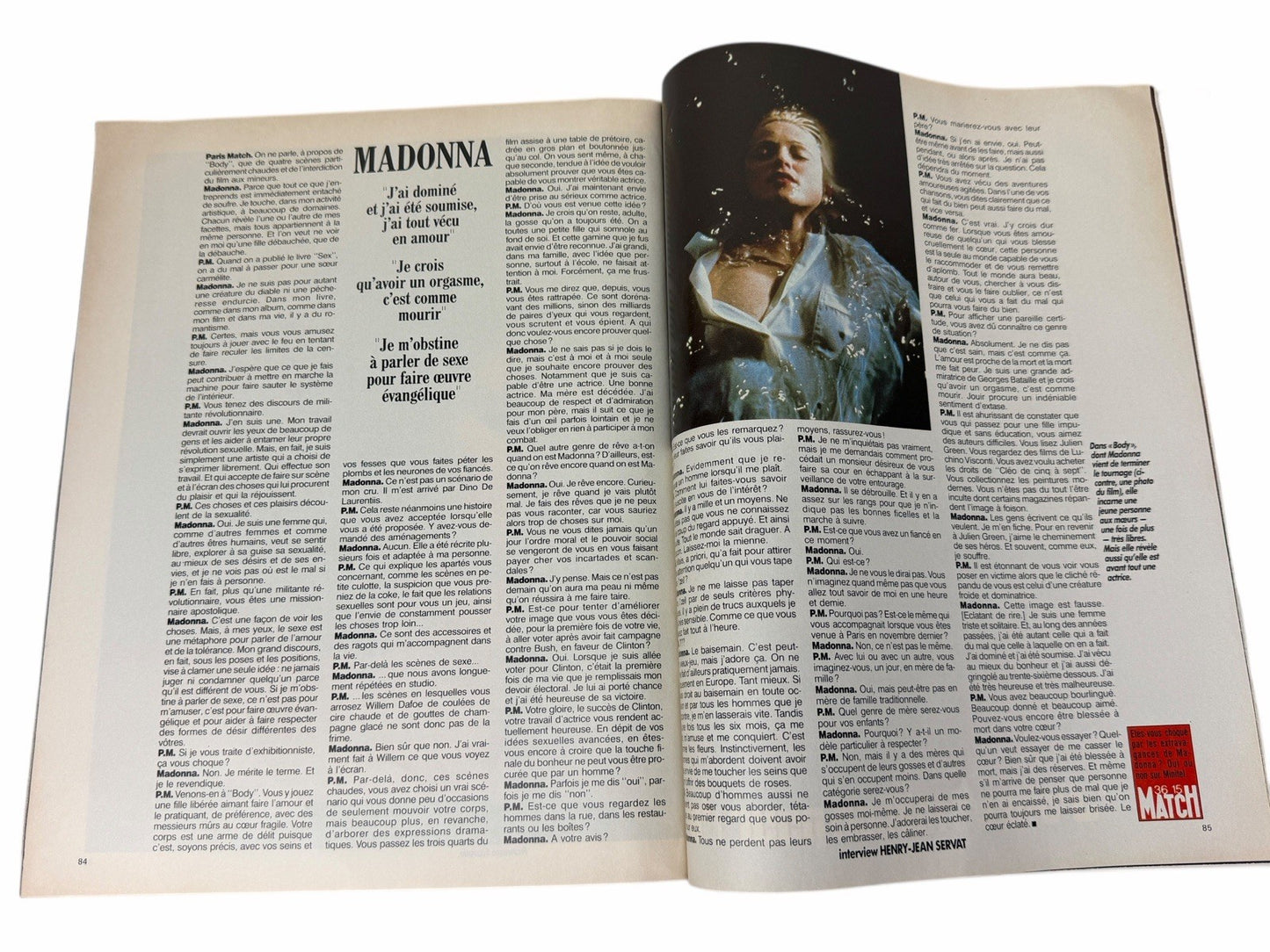 Madonna PARIS MATCH Magazine Feb 25 1993 HELMUT NEWTON Cover Photo FRANCE