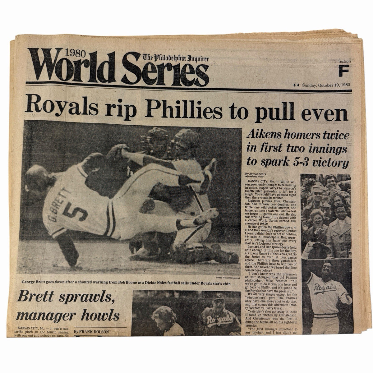 PHILLIES 1980 WORLD SERIES CHAMPIONS Philadelphia Inquirer Newspaper Collection