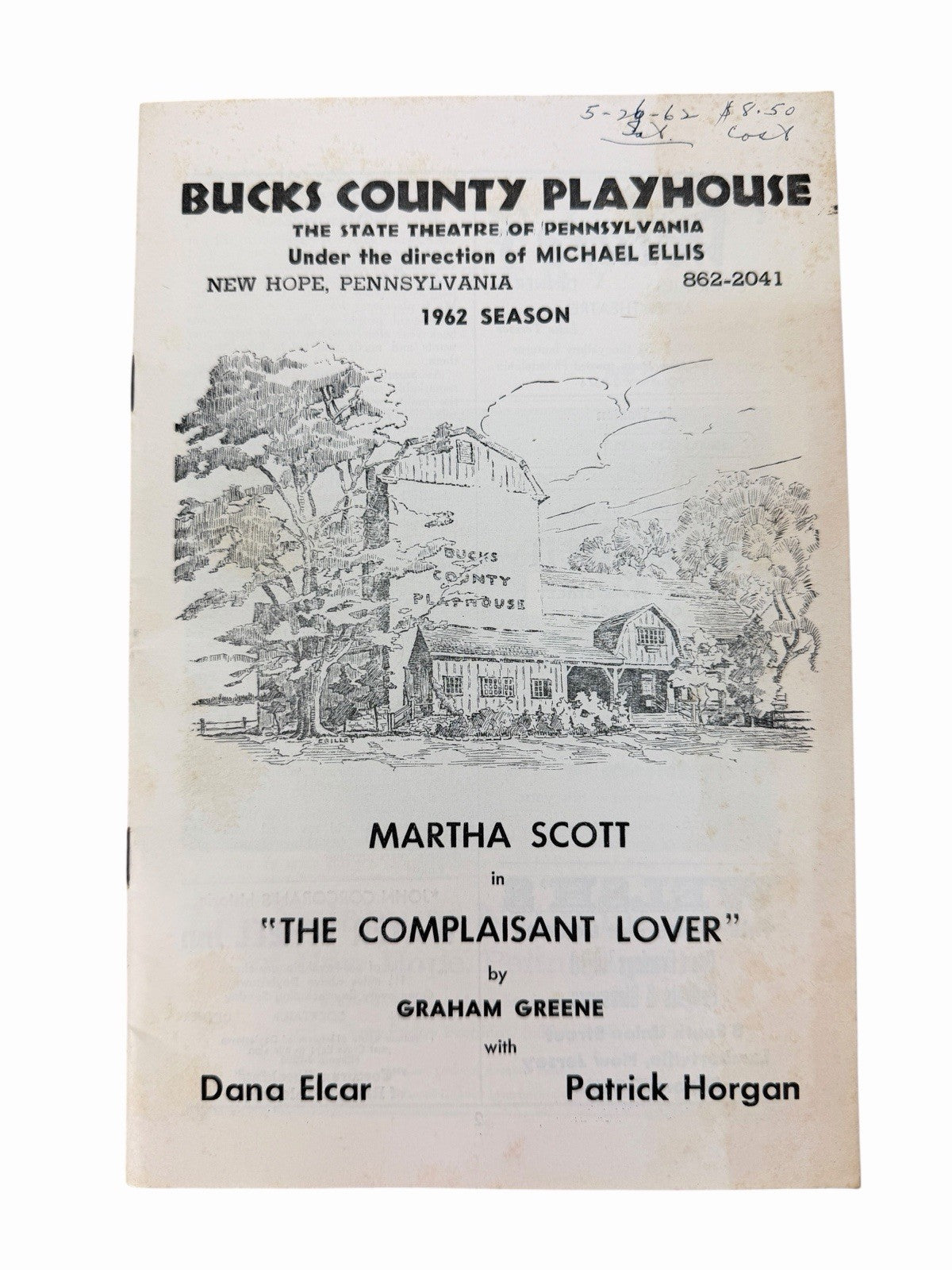 Vintage 1962 Bucks County Playhouse NEW HOPE PA Playbill & Season Handbill Flyer