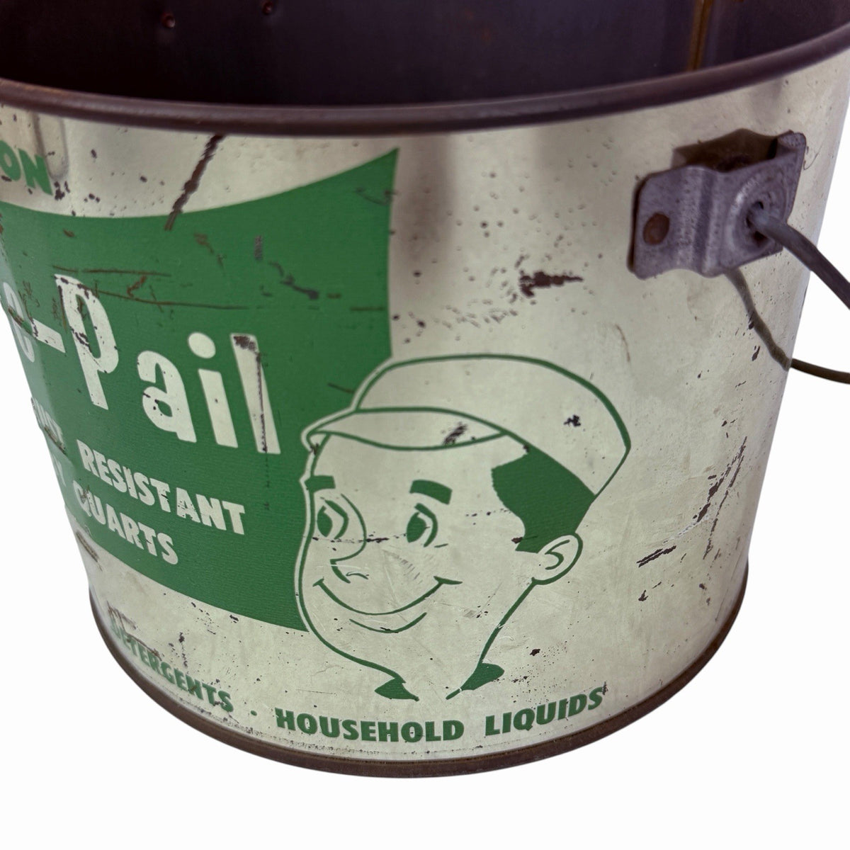 Vintage 1950s Famous Sexton HAND-E-PAIL  Advertising Tin Bucket Silkscreen Paint