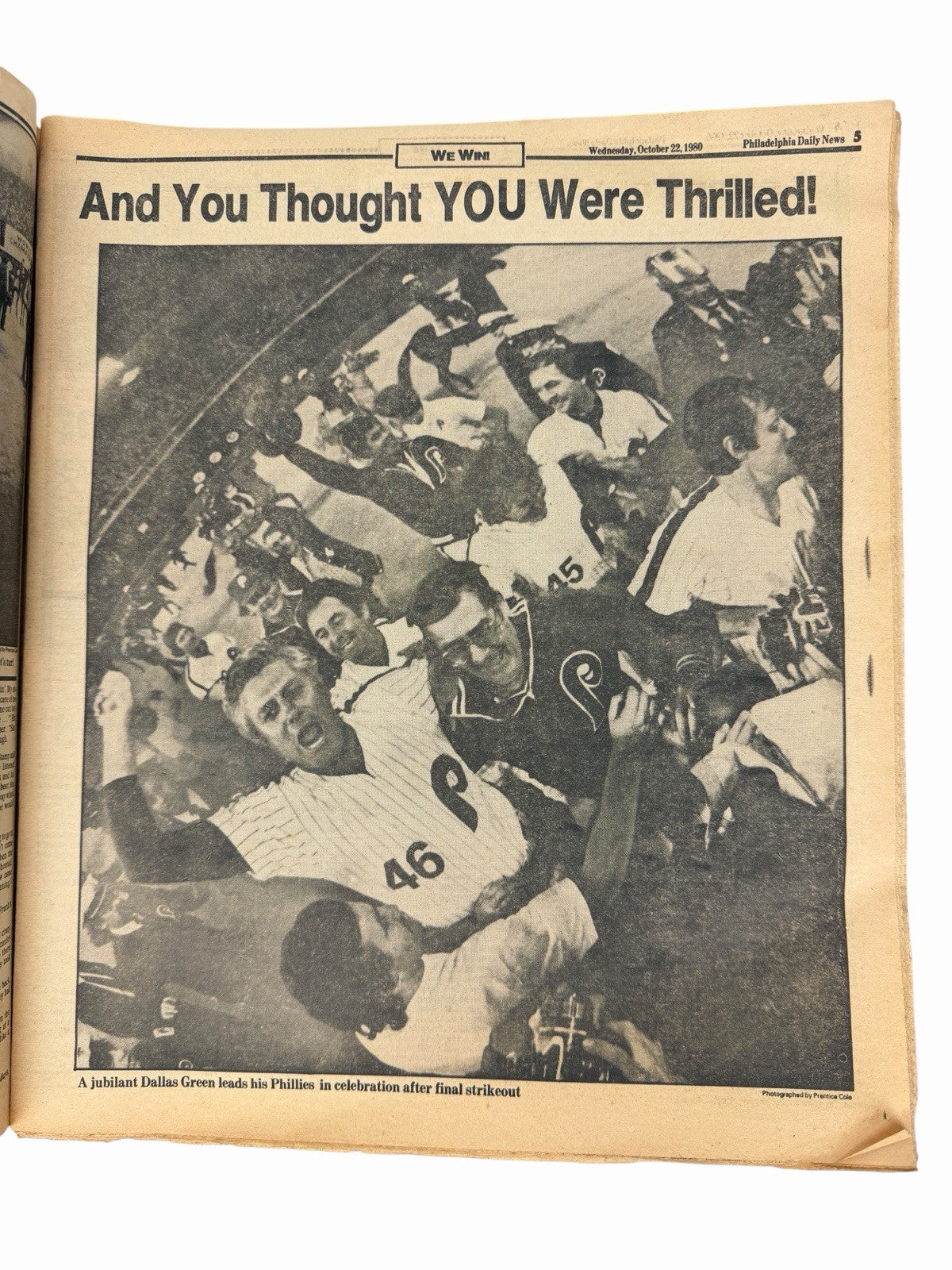 Vintage Oct 22, 1980 PHILLIES World Series WIN Philadelphia Daily News NEWSPAPER