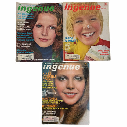 1972 INGENUE Magazine LOT of 3: FEB, JUNE, NOV Vintage Teen Girl Beauty Fashion