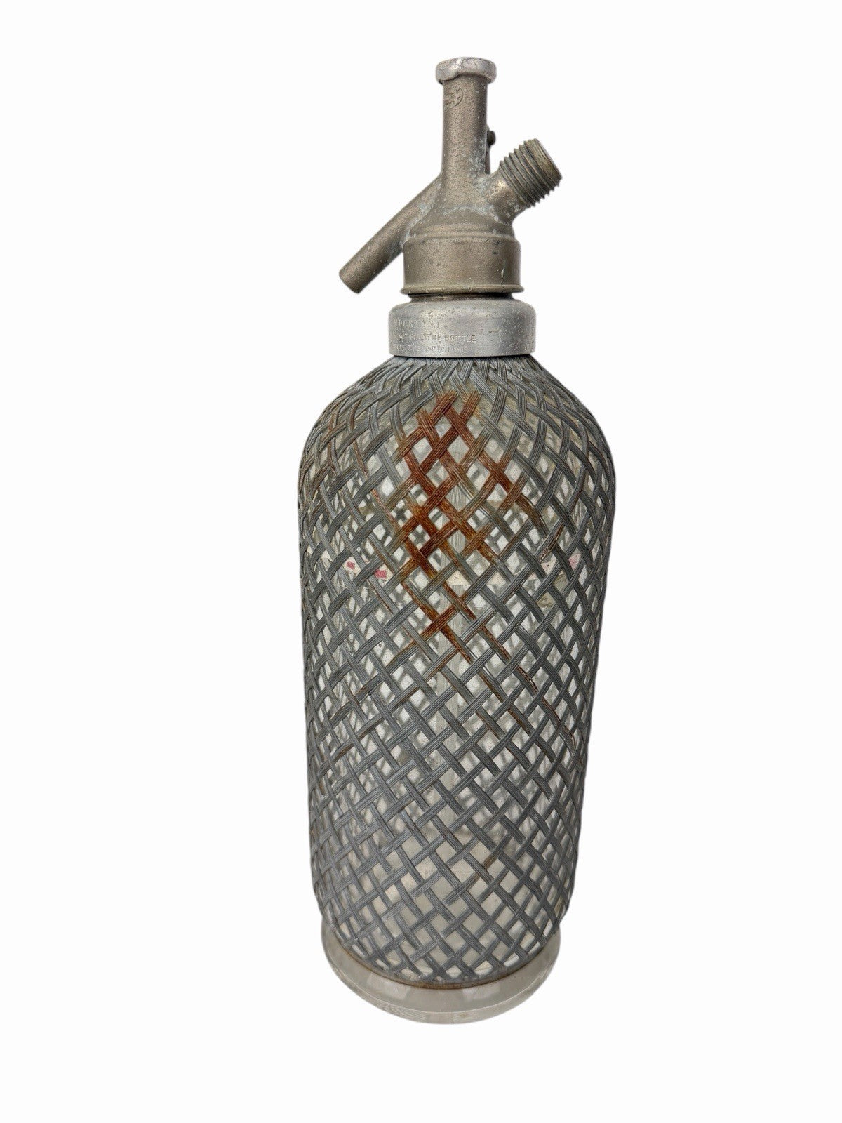 Antique c1910 AERATORS LTD. Sparklet B Wire Mesh Glass Siphon Seltzer Bottle
