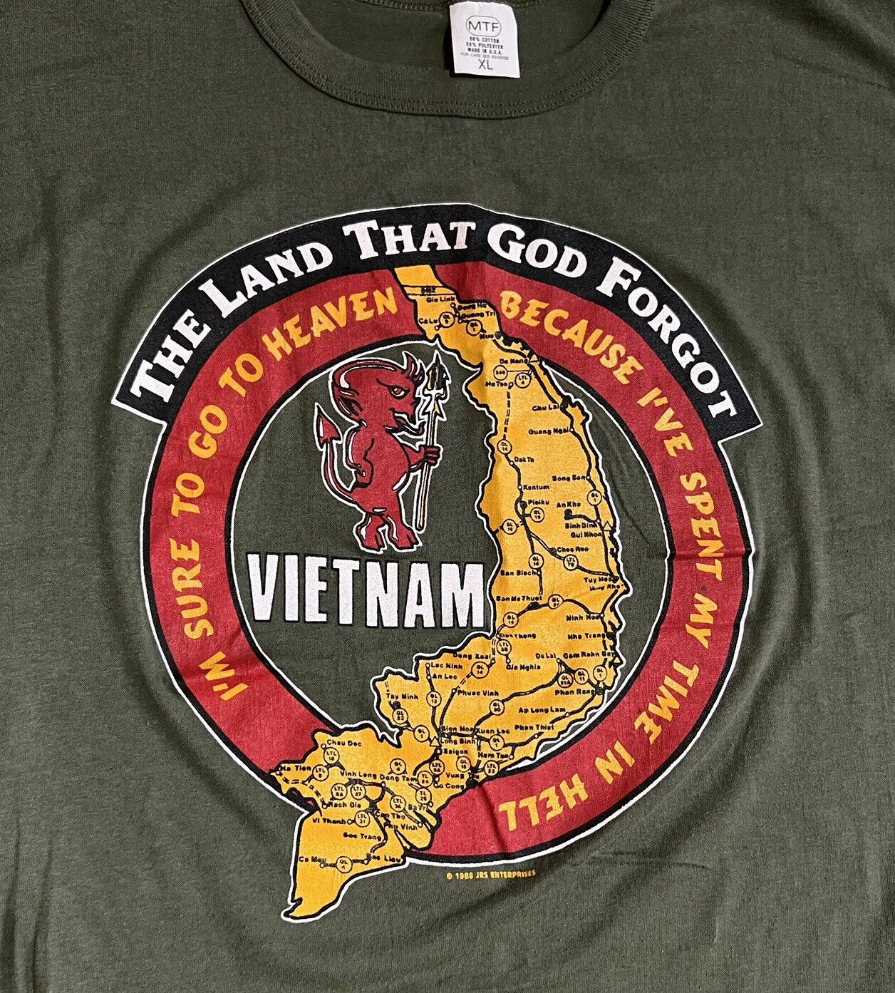 Vintage 1985 Vietnam T-Shirt Small Grey 2024