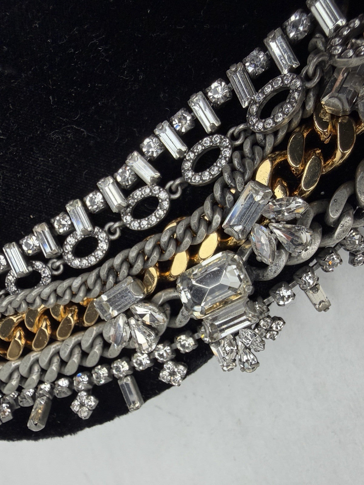 Vintage Y2K JUICY COUTURE Necklace Layered 6-Strand Chain & Crystal Gold Silver
