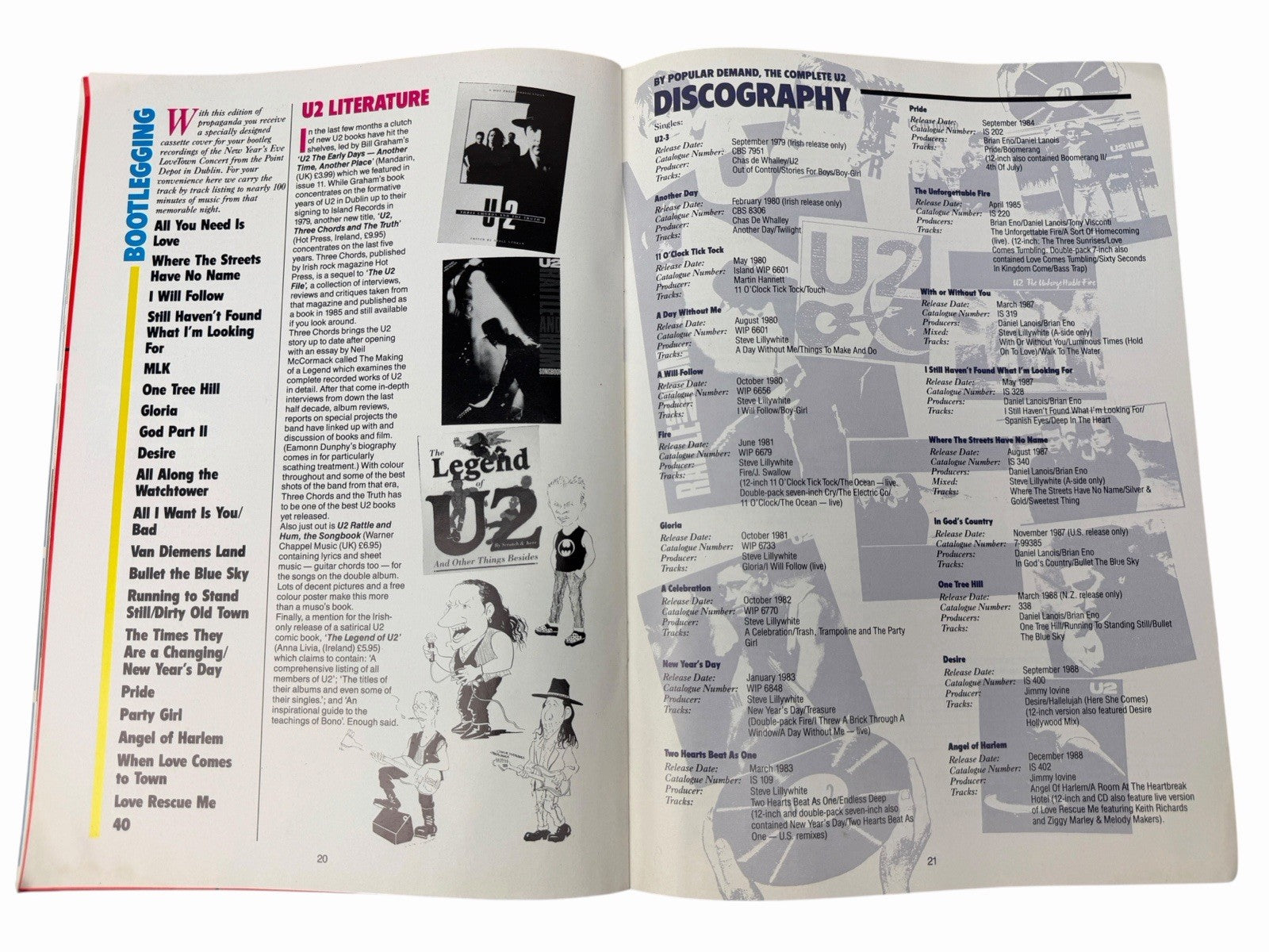 U2 PROPAGANDA World Service Fan Club Magazine Issue No. 12 1990 Love Town Tour