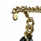 Vintage Gold & Gray Lucite Chunky Cuban Chain Link Necklace ITALY Luisa Spagnoli
