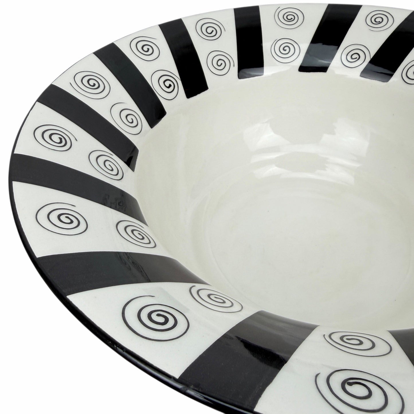 MIKASA Laurie Gates ANSONIA 15.5” Centerpiece Fruit Bowl BLACK & WHITE SWIRL