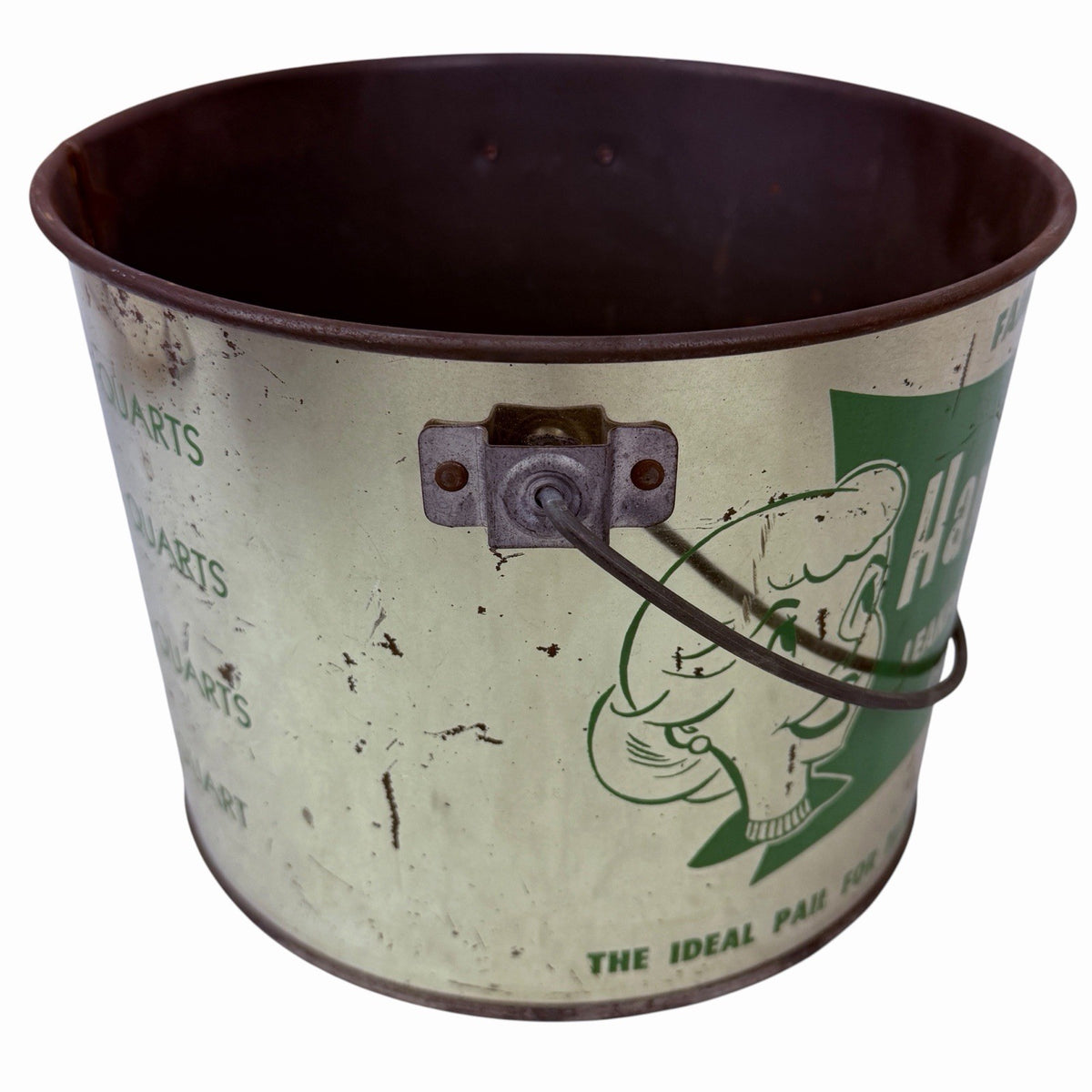 Vintage 1950s Famous Sexton HAND-E-PAIL  Advertising Tin Bucket Silkscreen Paint