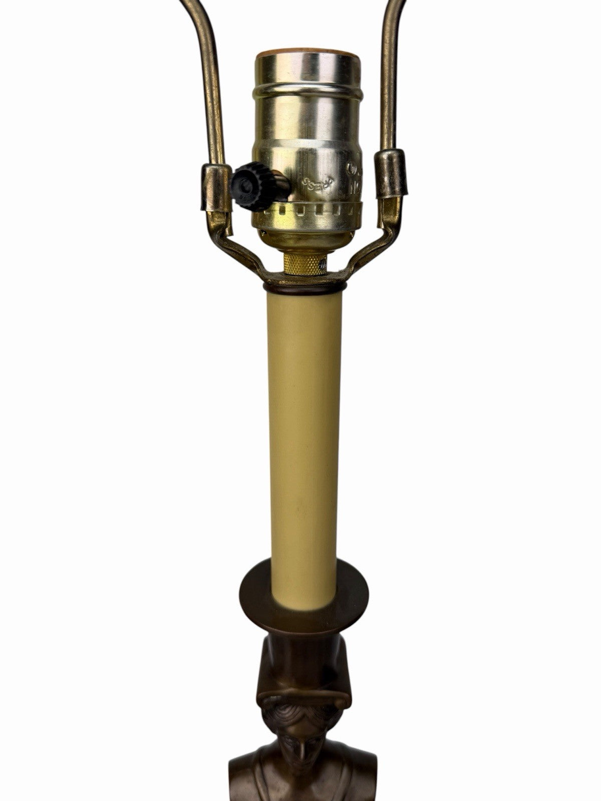 Vintage Hollywood Regency Neoclassical Caryatid Lady Brass Marble Table Lamp 32”