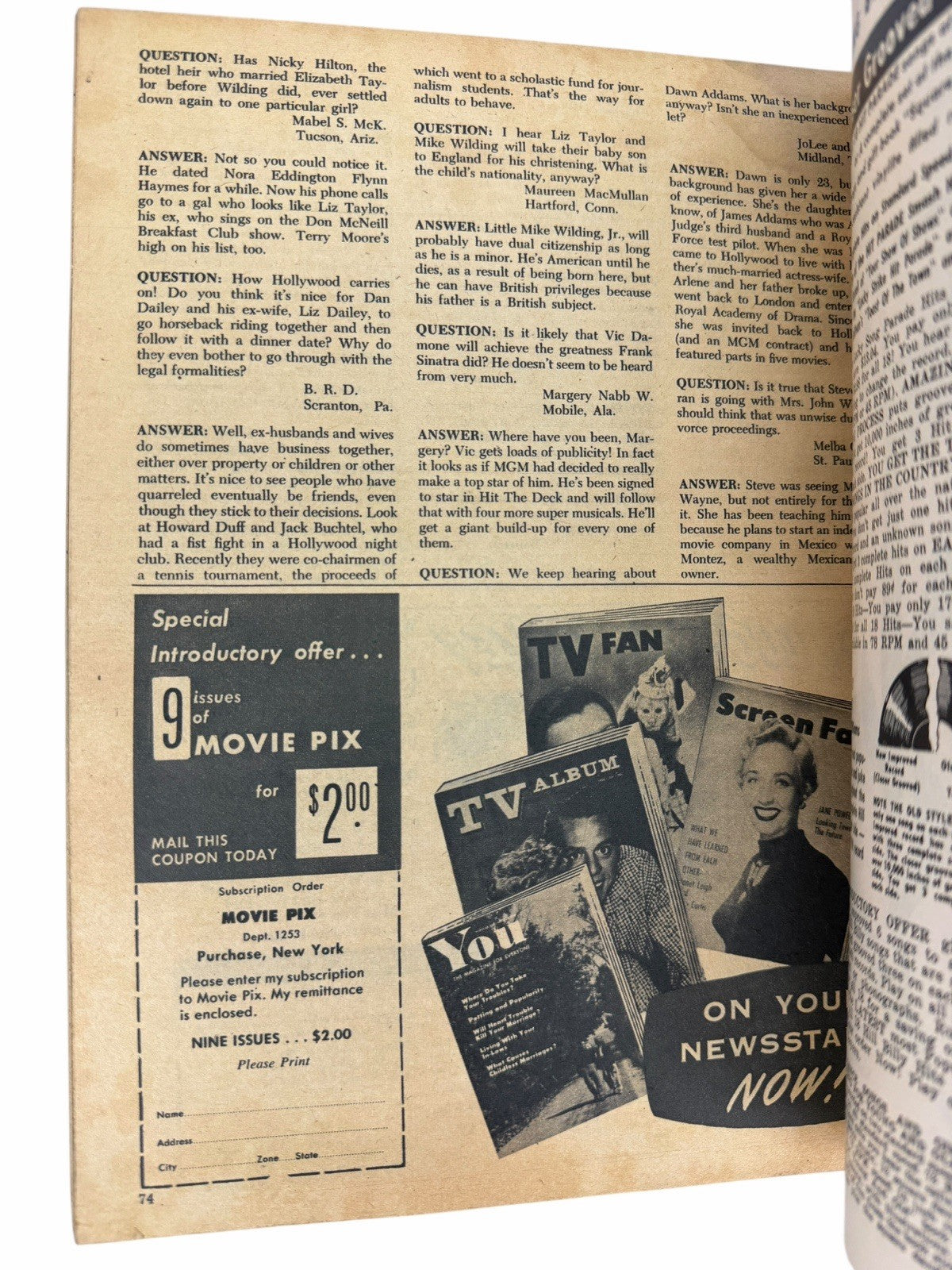 MARILYN MONROE Dec 1953 Movie Pix Magazine Vol 5 #1
