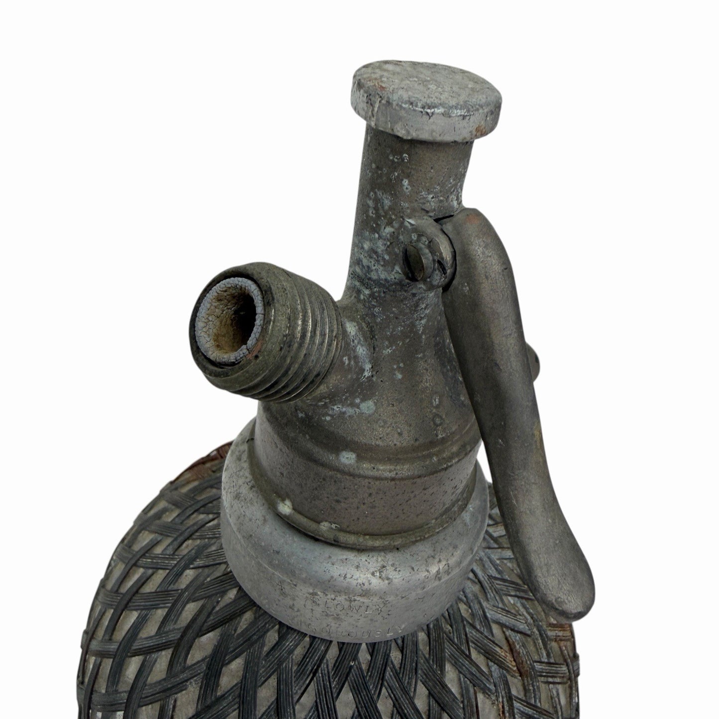 Antique c1910 AERATORS LTD. Sparklet B Wire Mesh Glass Siphon Seltzer Bottle