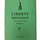 Vintage 1944 LIBERTY RESTAURANT Menu 1501 East Passyunk Philadelphia PA WWII Era