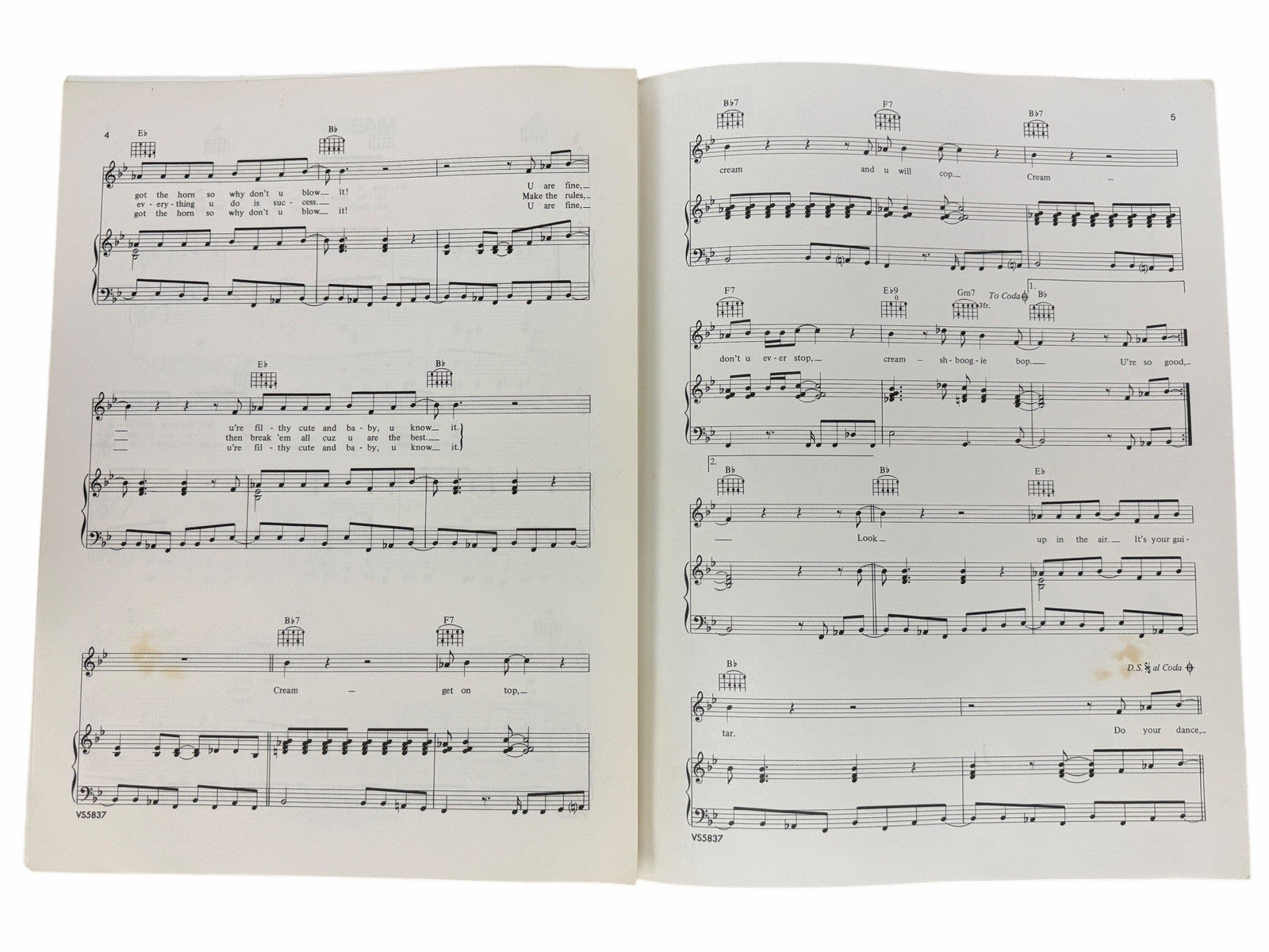 Vintage PRINCE Cream 1991 Sheet Music RARE Diamonds And Pearls