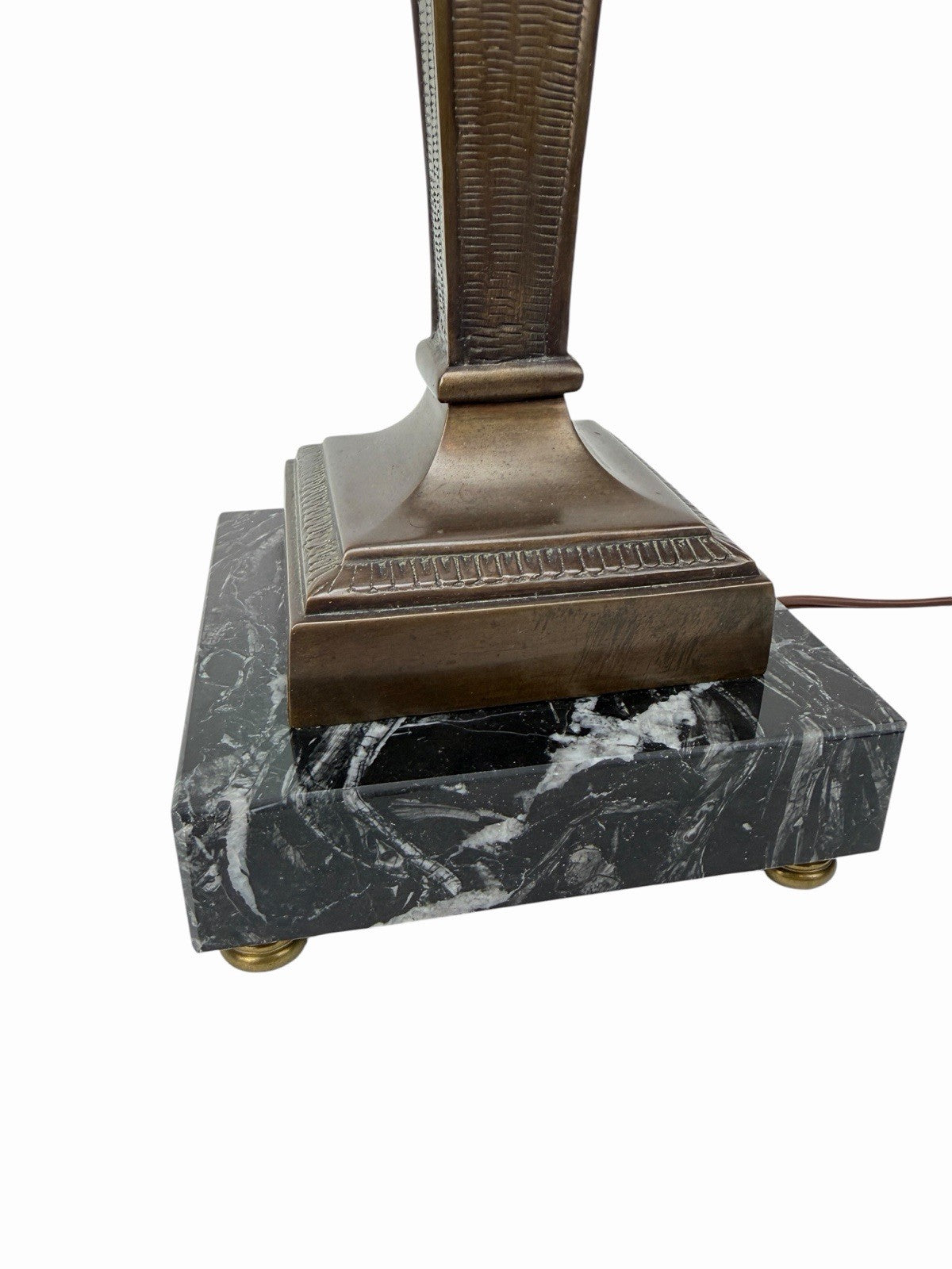 Vintage Hollywood Regency Neoclassical Caryatid Lady Brass Marble Table Lamp 32”