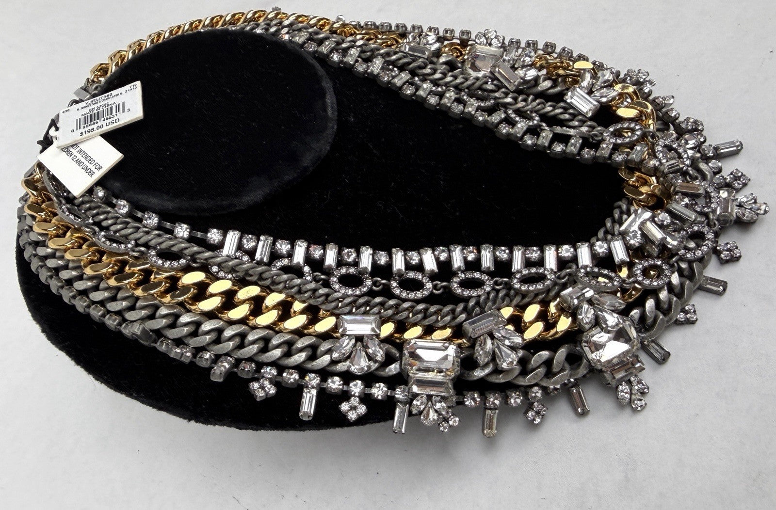 Vintage Y2K JUICY COUTURE Necklace Layered 6-Strand Chain & Crystal Gold Silver