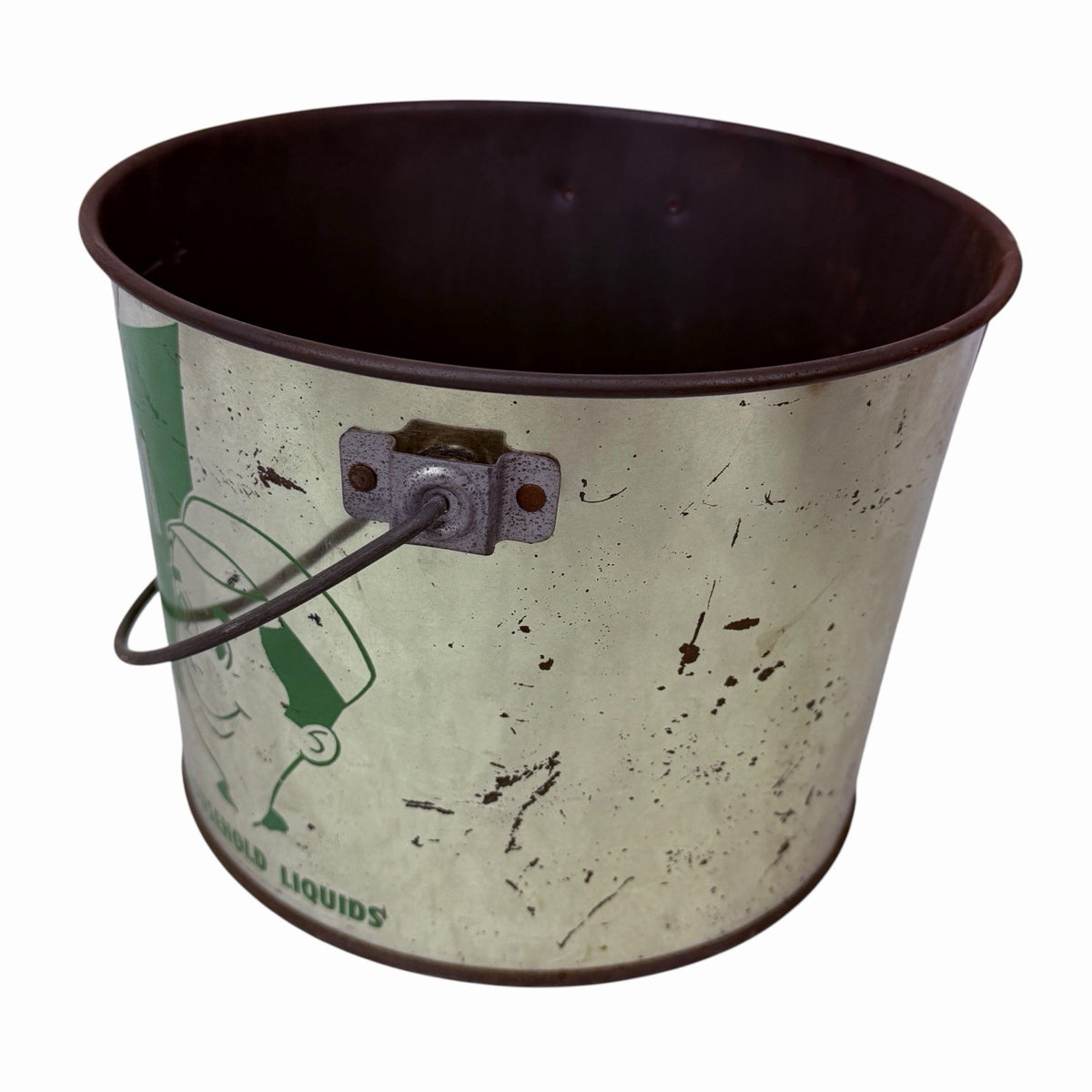 Vintage 1950s Famous Sexton HAND-E-PAIL  Advertising Tin Bucket Silkscreen Paint