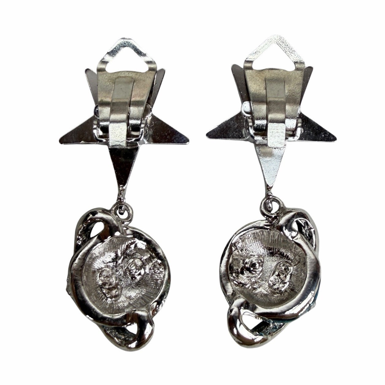 Vintage CARLO ZINI Couture STAR & PLANET Blue Enamel Crystal DANGLE EARRINGS Y2K