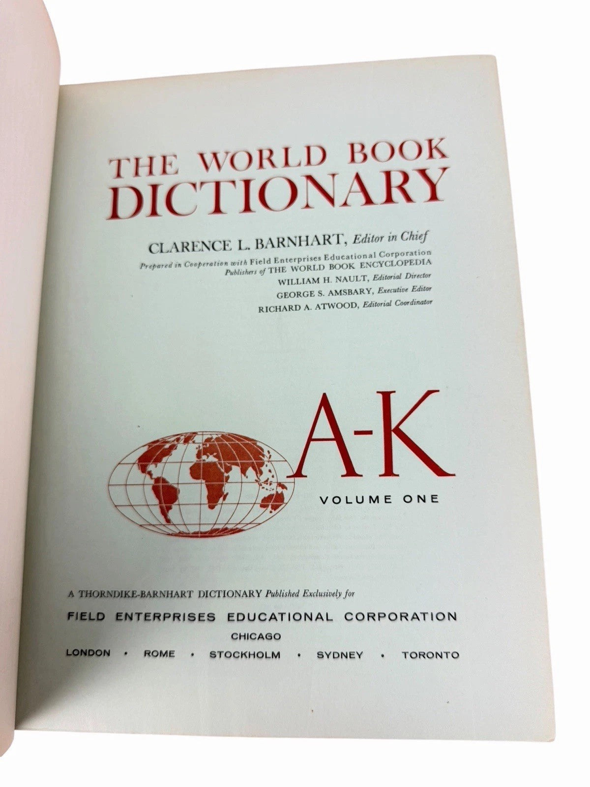 1967 The World Book Dictionary 2 Volume Set A-K L-Z Thorndike Barnhart Hardcover