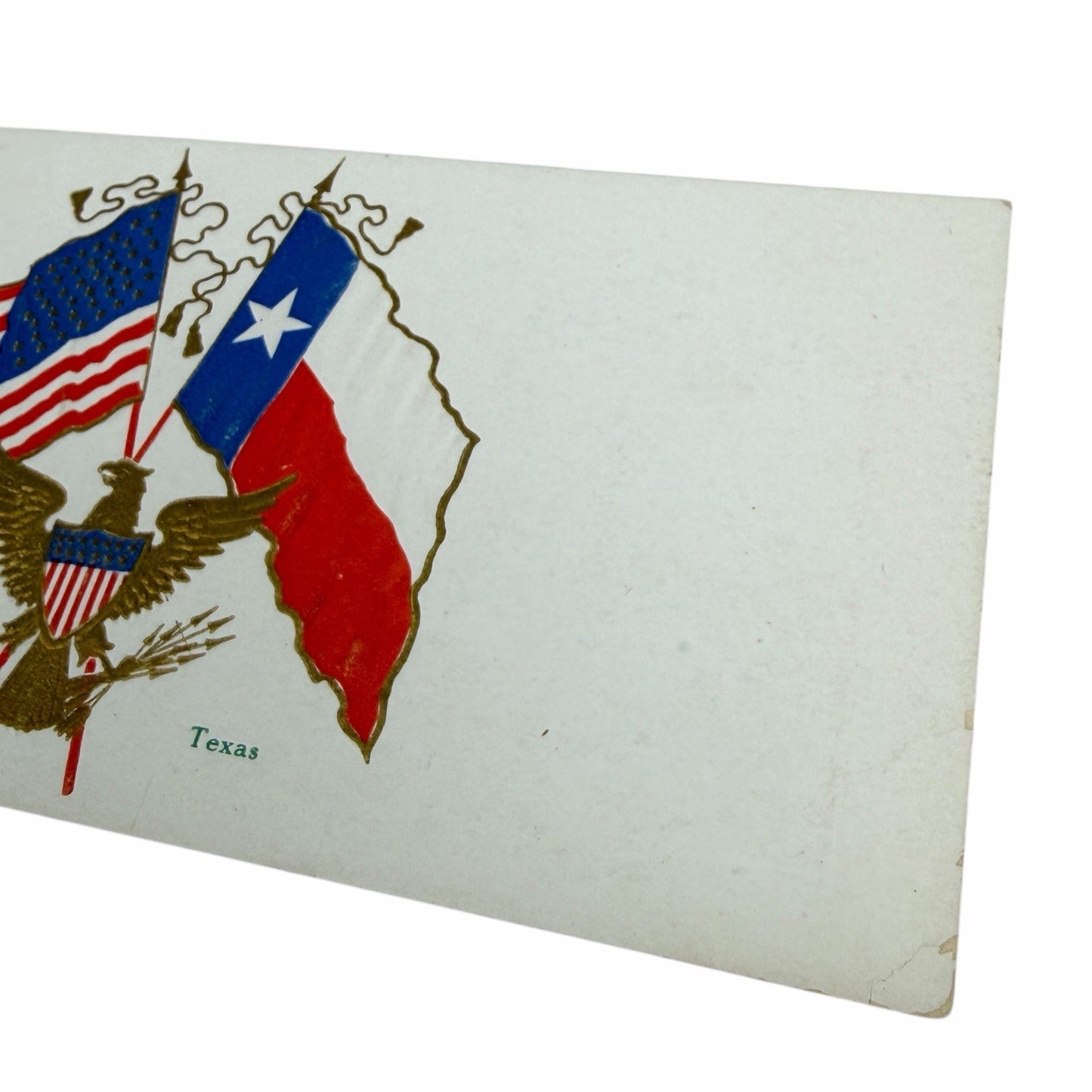 1908 TEXAS / UNITED STATES FLAG Embossed POSTCARD Souvenir Post Card Co