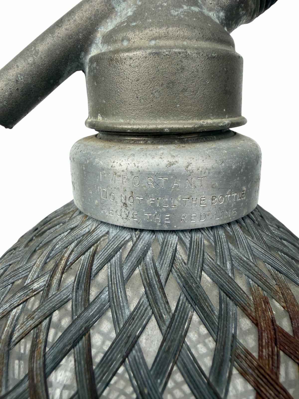 Antique c1910 AERATORS LTD. Sparklet B Wire Mesh Glass Siphon Seltzer Bottle