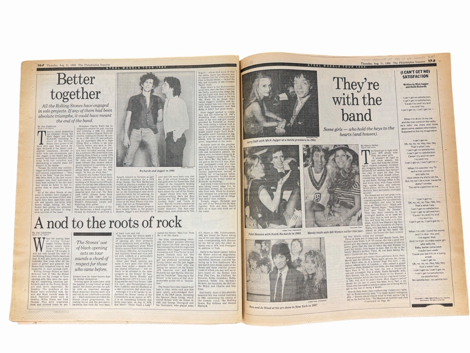 Vintage 1989 ROLLING STONES Steel Wheels Tour PHILADELPHIA INQUIRER Newspaper
