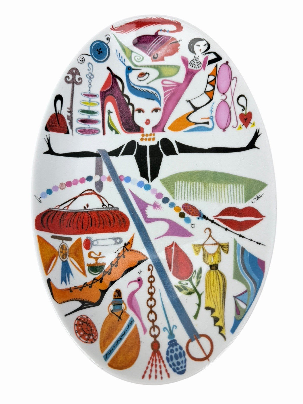 NORDSTROM Fashion Oval SERVING PLATTER Divas Shoes Purses Artist R Toledo Plate