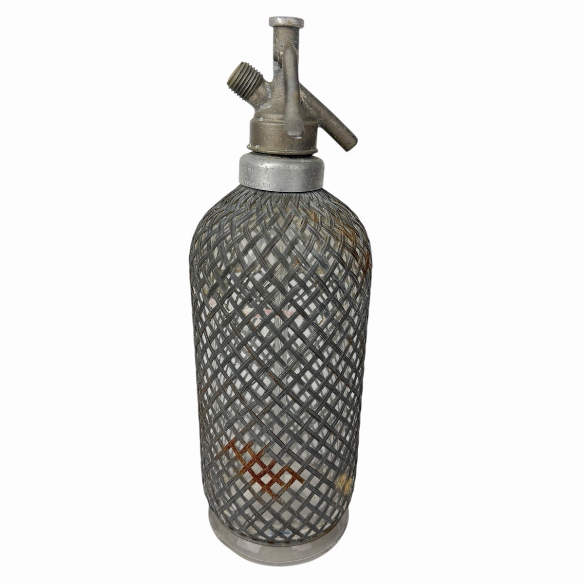 Antique c1910 AERATORS LTD. Sparklet B Wire Mesh Glass Siphon Seltzer Bottle