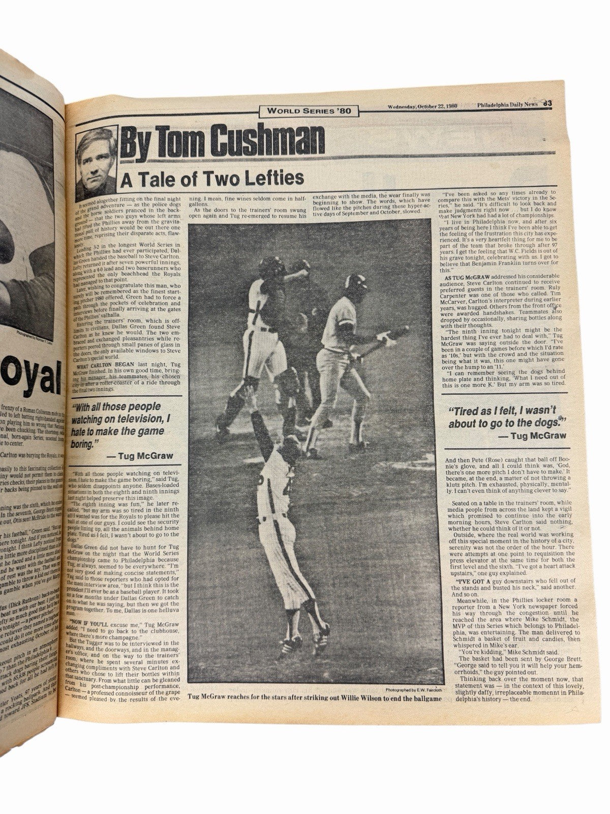 Vintage Oct 22, 1980 PHILLIES World Series WIN Philadelphia Daily News NEWSPAPER