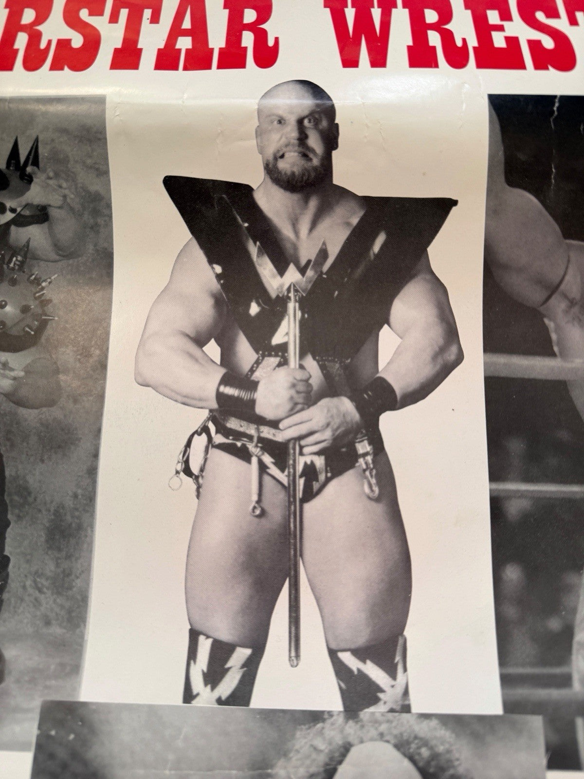 Vintage 1990s IWAS Superstar Wrestling Poster SABU Cactus Jack ROAD WARRIORS ECW