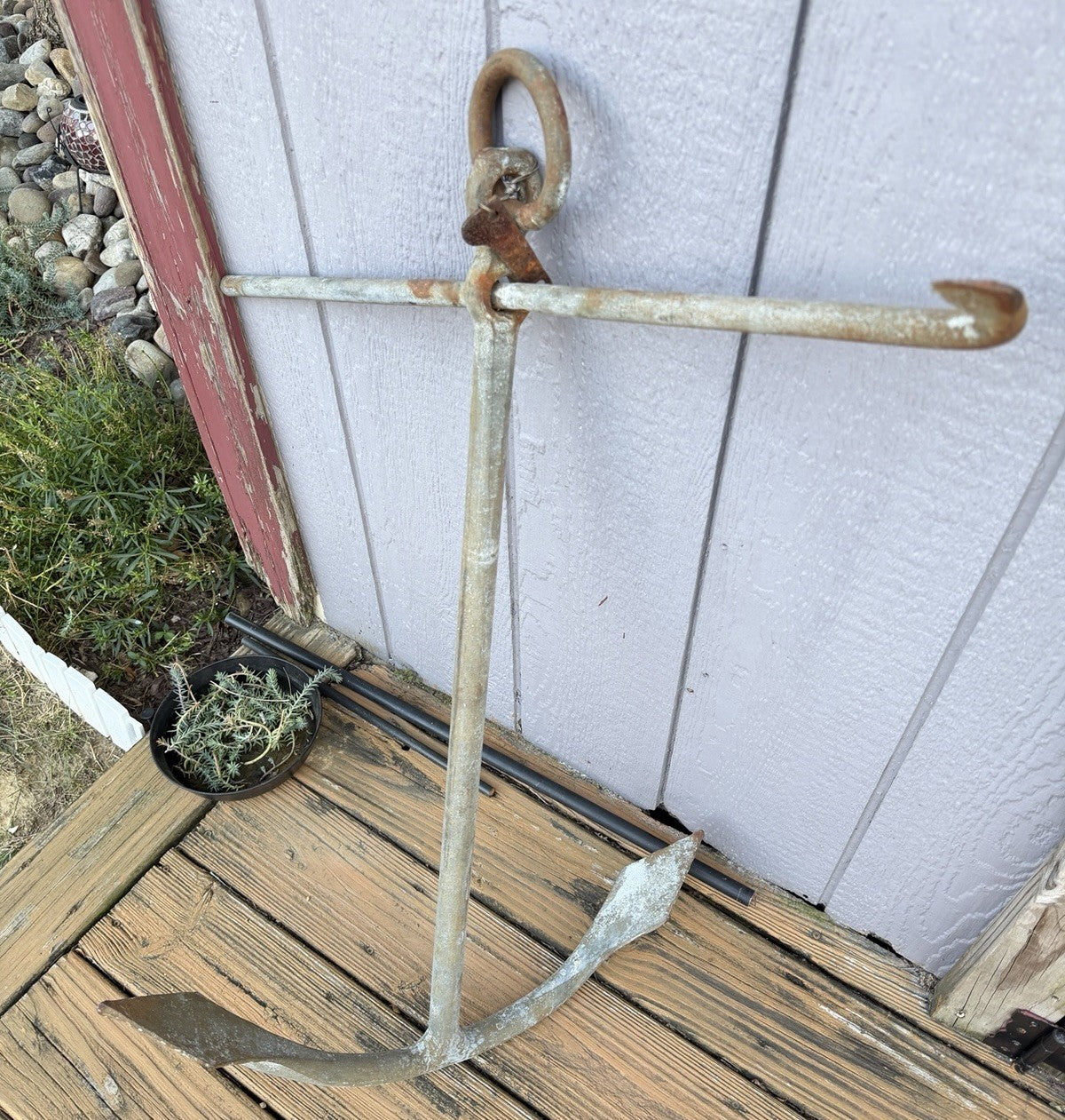 Antique 20lb Admiralty Yacht Anchor w/ Folding Stock & Key Fisherman Nautical